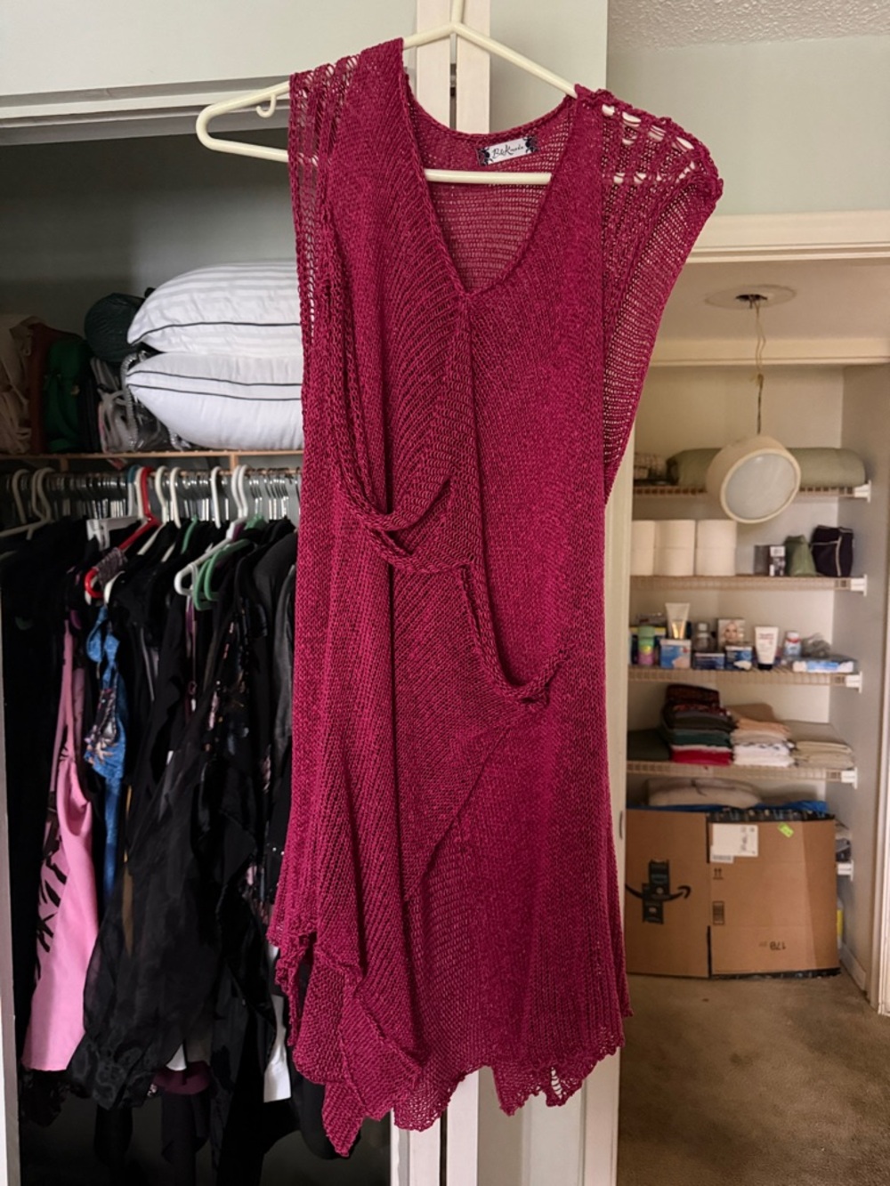 Sleeveless Asymmetrical Knit Dress in Berry by